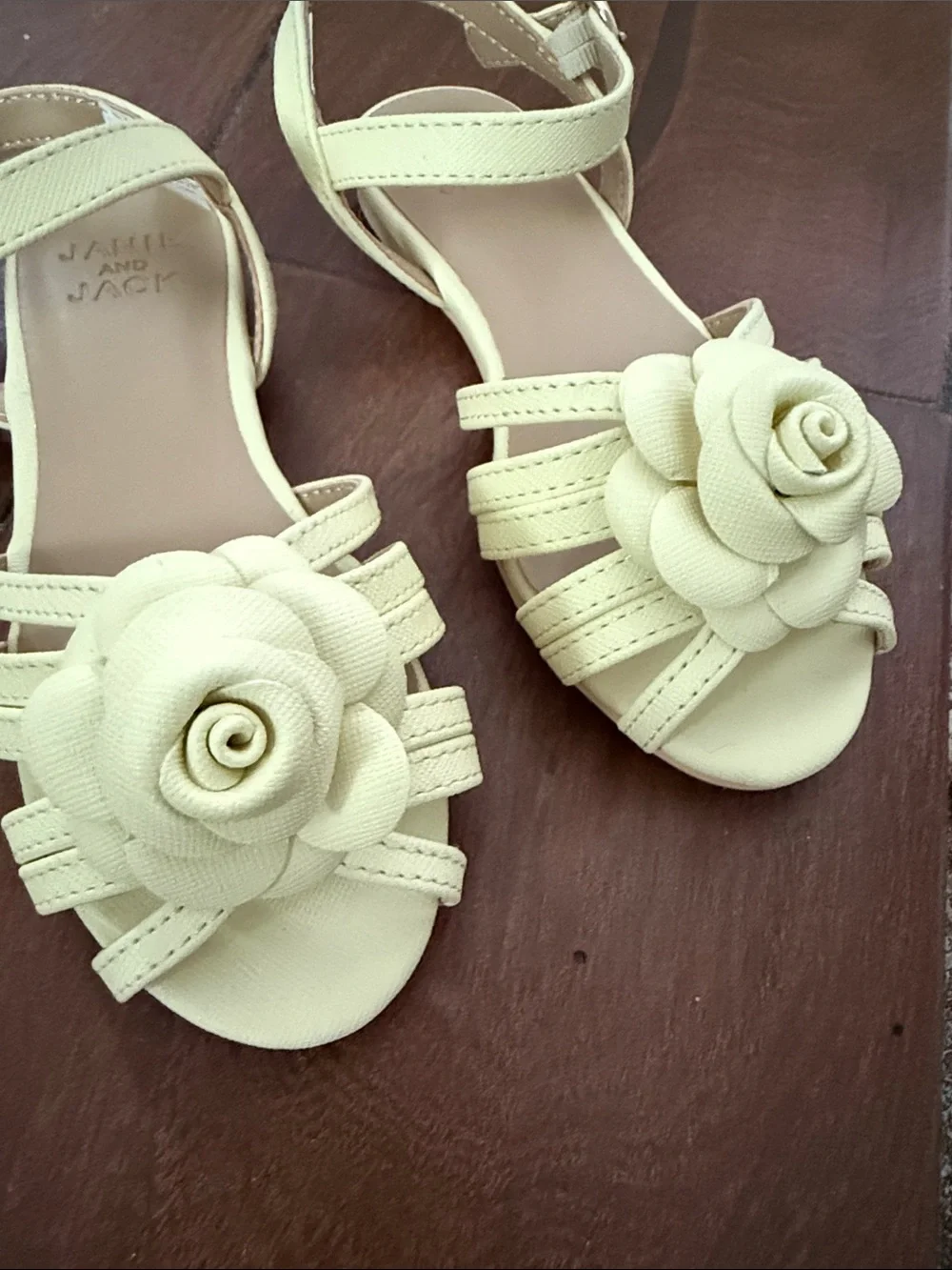Janie and Jack Cream Floral Strap Sandals